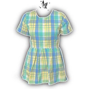 Green pleaded plaid dress no
